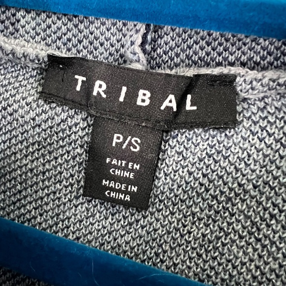 NWOT |•TRIBAL•| Grey & Blue Camo Hooded Sweater Size Small - Picture 5 of 8